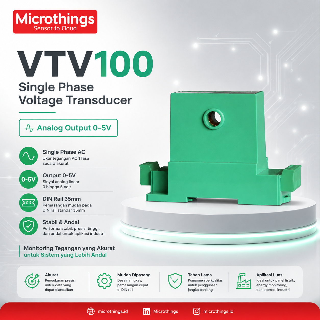 VTV100 Single Phase Voltage Transducer 0-5V 20082026 VTV100 Single Phase Voltage Transducer 0-5V 20082026
