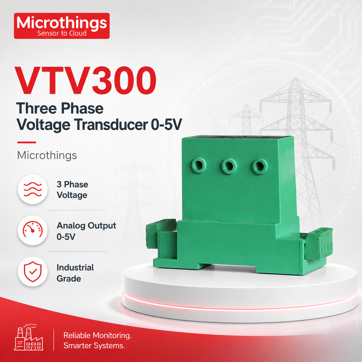 VTV300 Three Phase Voltage Transducer 0-5V 20082026 VTV300 Three Phase Voltage Transducer 0-5V 20082026