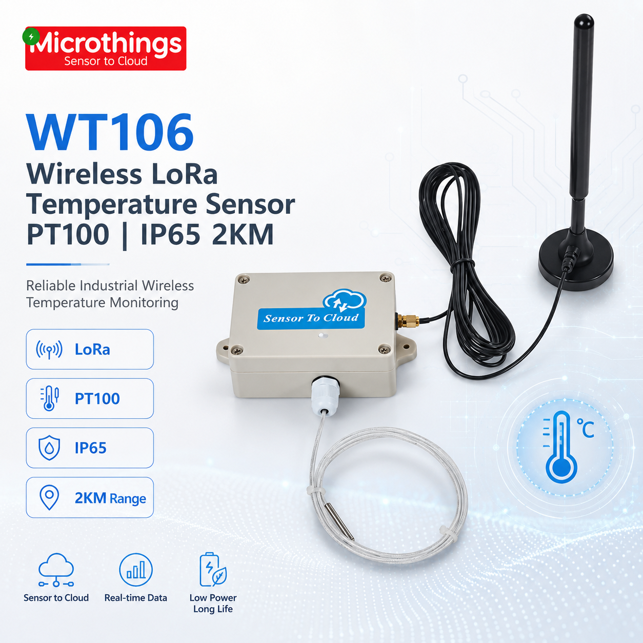 Wireless LoRa Temperature Sensor PT100 WT106 Wireless LoRa Temperature Sensor PT100 WT106