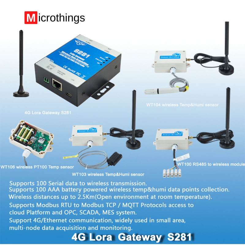 Wireless Lora Temperature Sensor PT100 Microthings