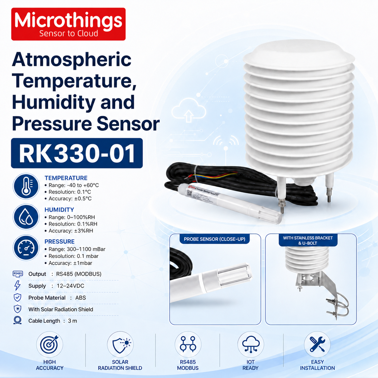 Atmospheric Temperature Humidity and Pressure Sensor RK330-01