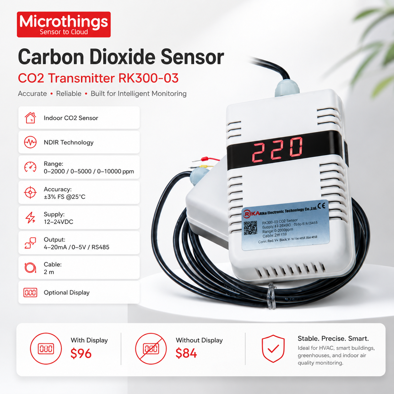 Carbon Dioxide Sensor CO2 Transmitter RK300-03
