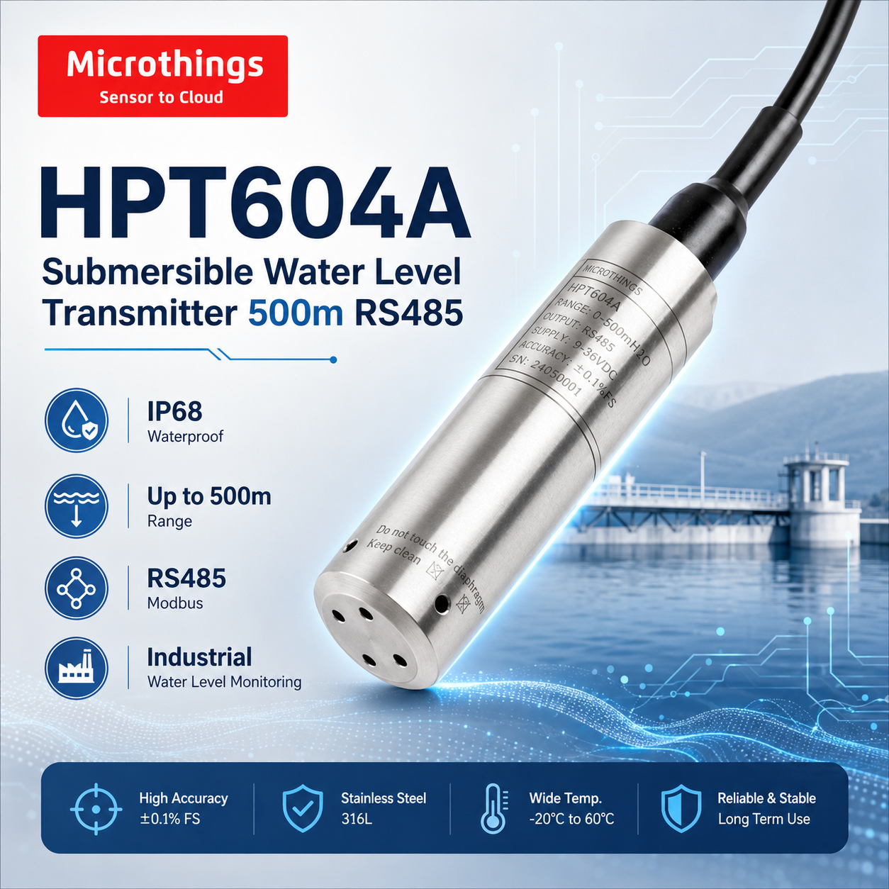 HPT604A Submersible Water Level Transmitter 10082026 HPT604A Submersible Water Level Transmitter 10082026