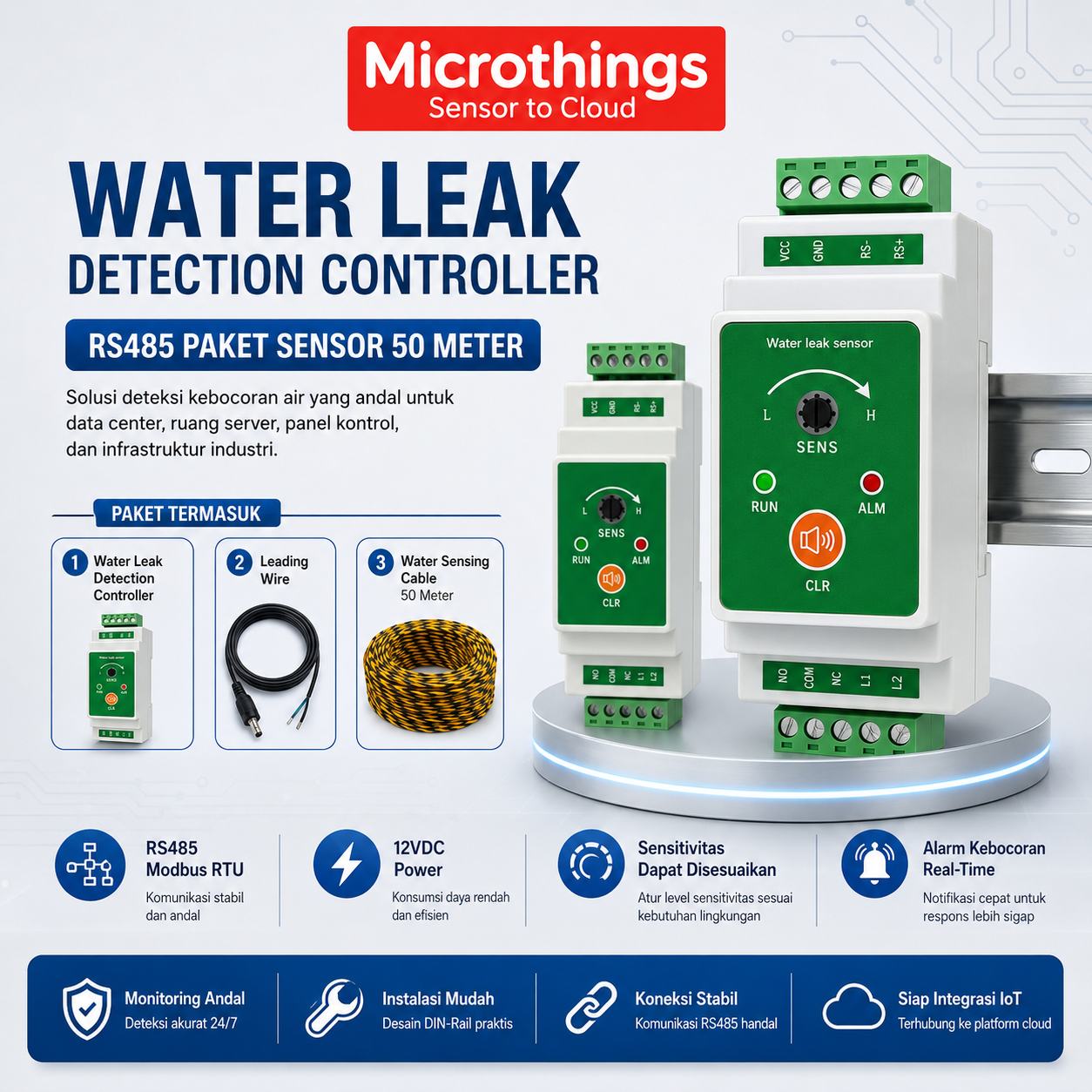 Water Leak Detection Controller RS485 Modbus RTU 24072026