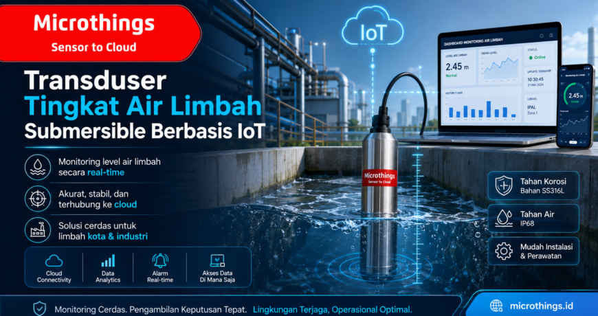 Transduser Tingkat Air Limbah Submersible Berbasis IoT