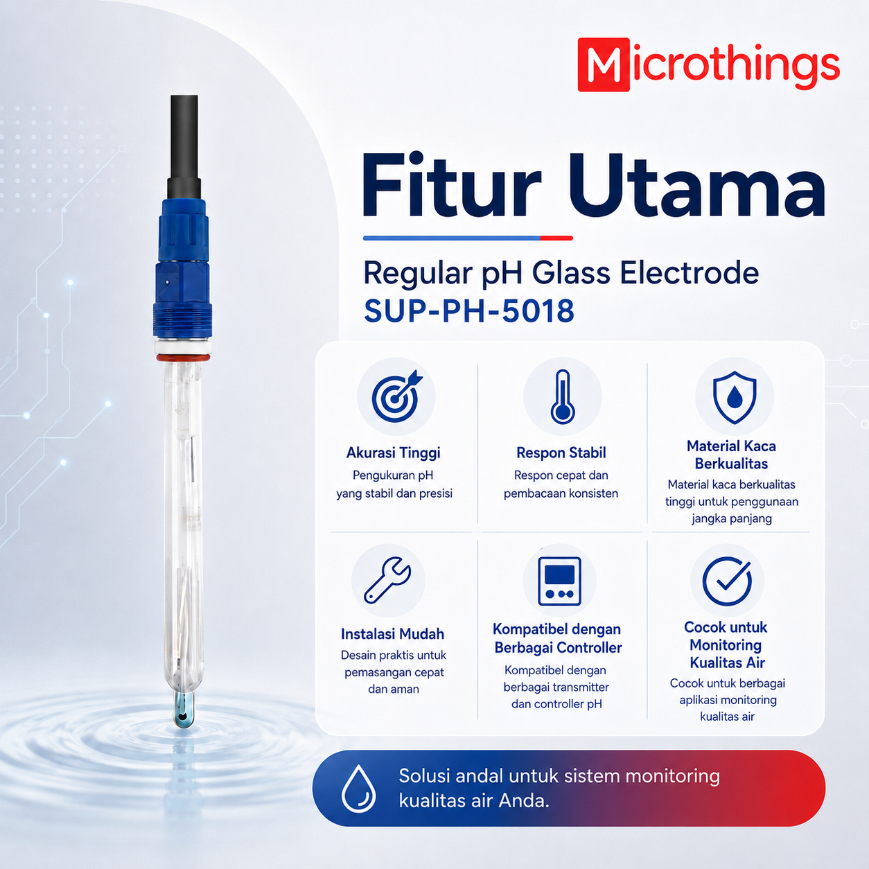 Regular pH glass electrode SUP-PH-5018 - Image 2
