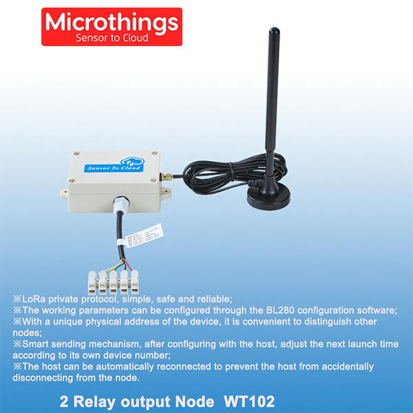 Wireless Lora 2 Relay Output Node Controller