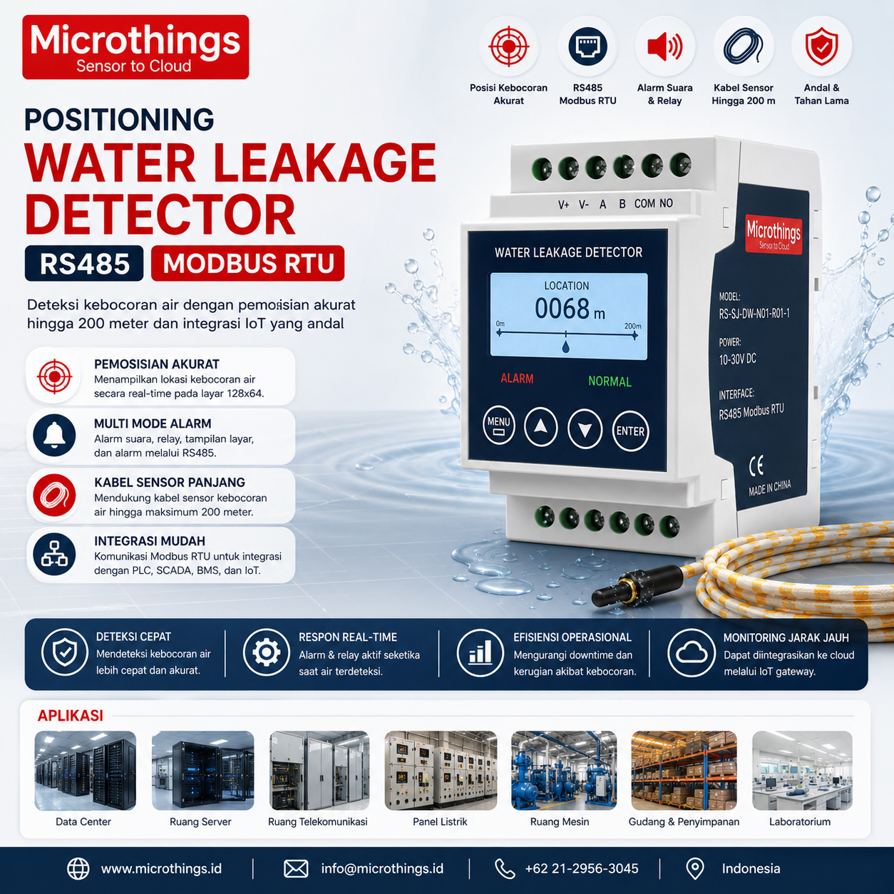 Positioning Water Leakage Detector RS485 Modbus RTU Positioning Water Leakage Detector RS485 Modbus RTU