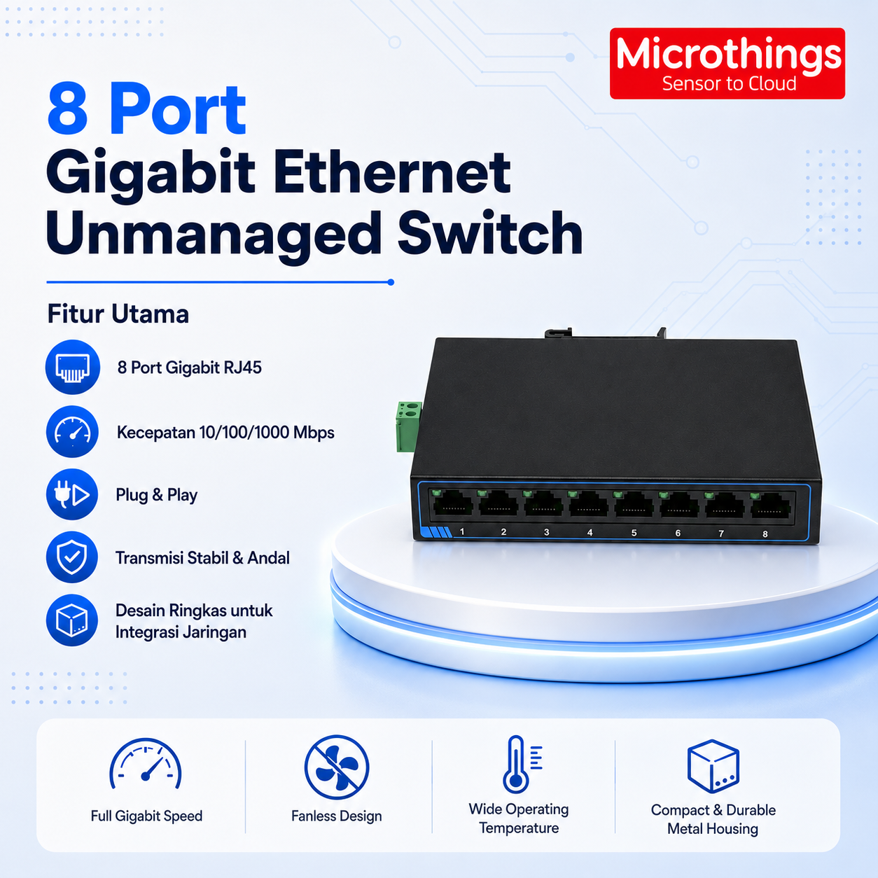 8 Port Gigabit Ethernet Unmanaged Switch - Image 3