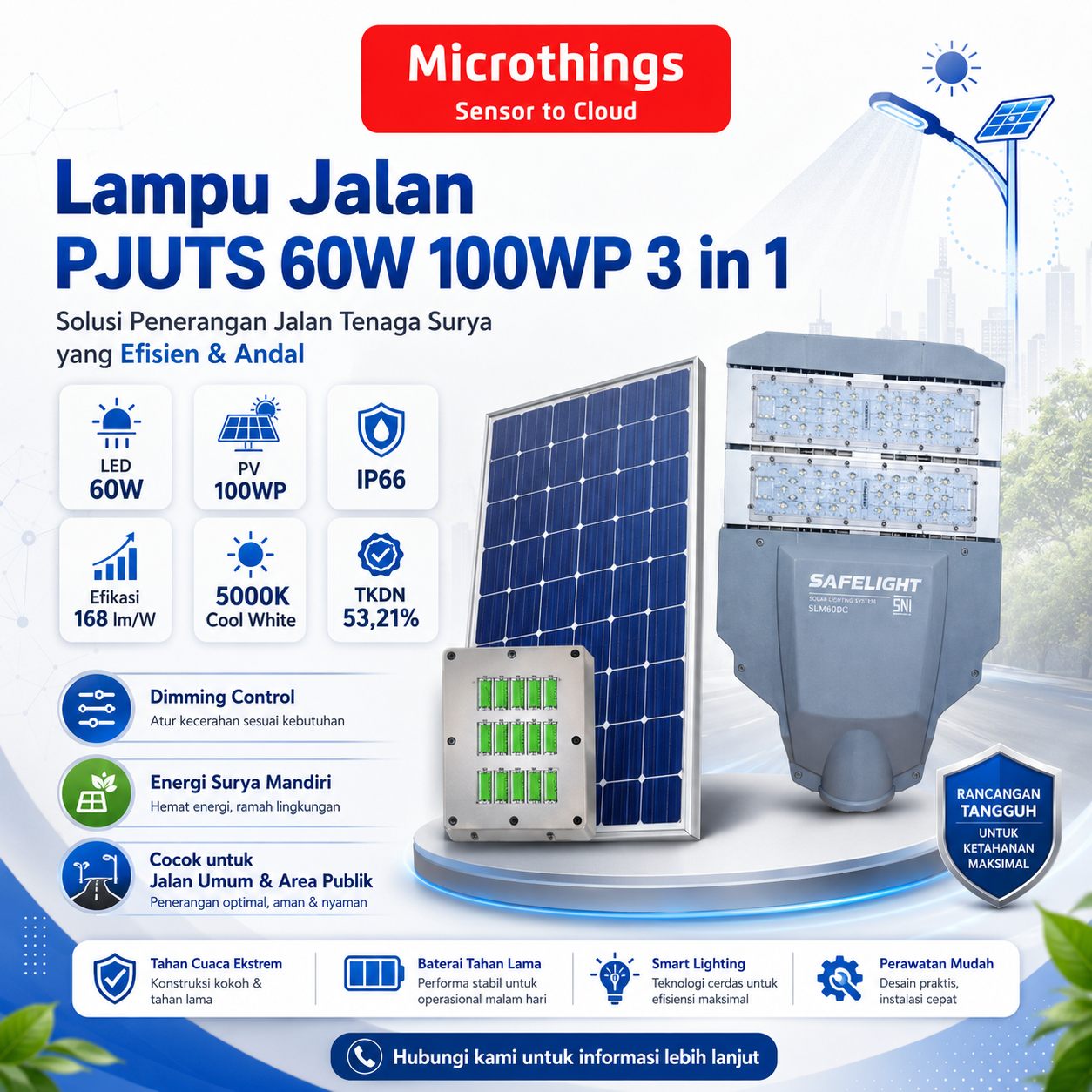 Lampu Jalan PJUTS 60W 100WP 3 in 1 SLM60DC 26052026 Lampu Jalan PJUTS 60W 100WP 3 in 1 SLM60DC 26052026
