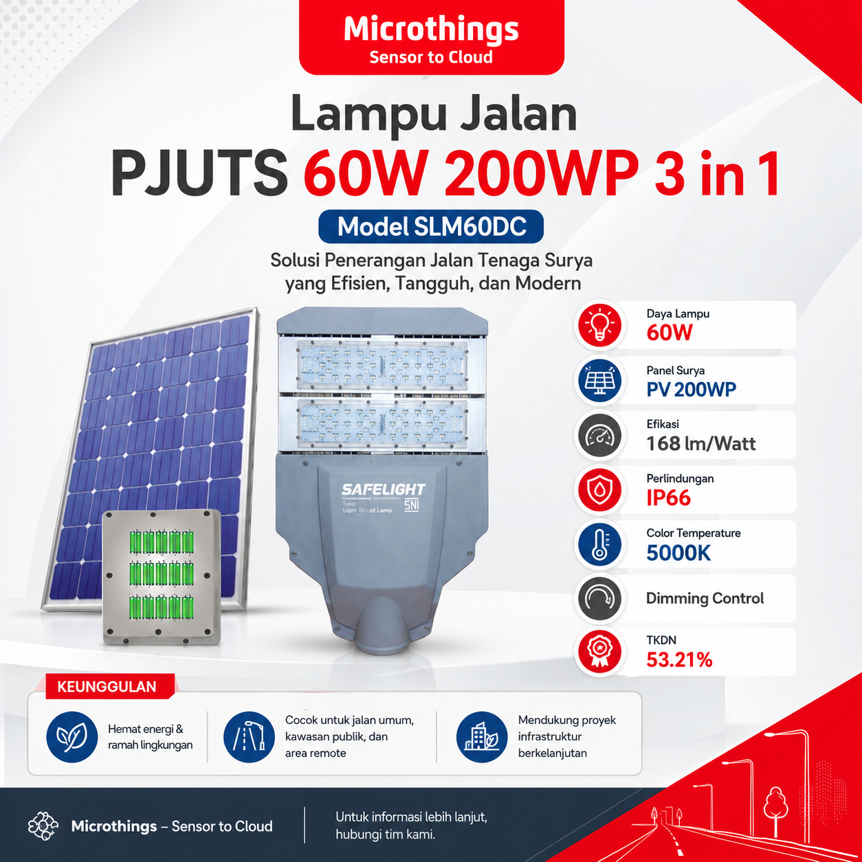 Lampu Jalan PJUTS 60W 200WP 3 in 1 SLM60DC 27052026 Lampu Jalan PJUTS 60W 200WP 3 in 1 SLM60DC 27052026