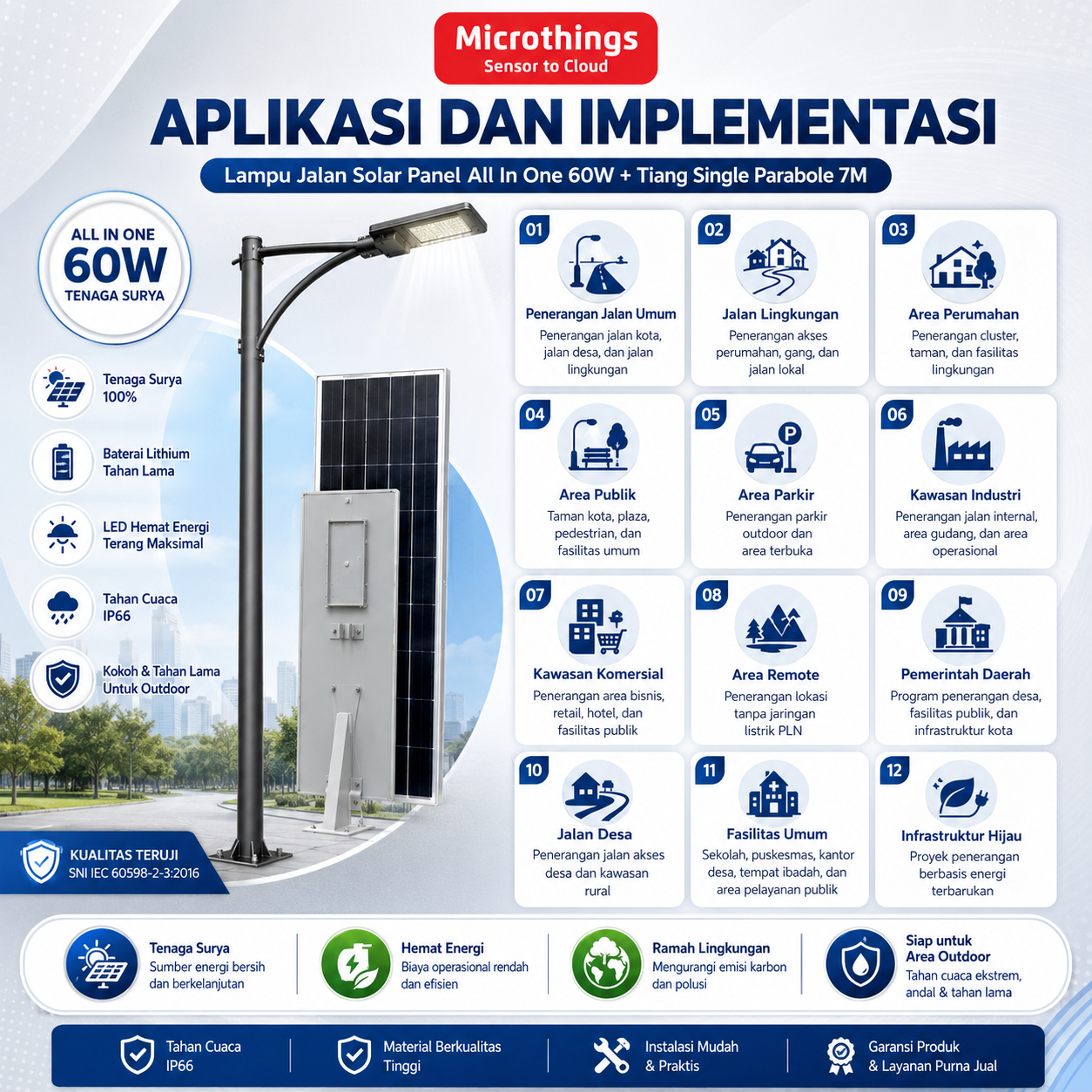 Lampu Jalan Solar Panel All In One 60W dan Tiang Single Parabole 7M 27052026-2 Lampu Jalan Solar Panel All In One 60W dan Tiang Single Parabole 7M 27052026-2