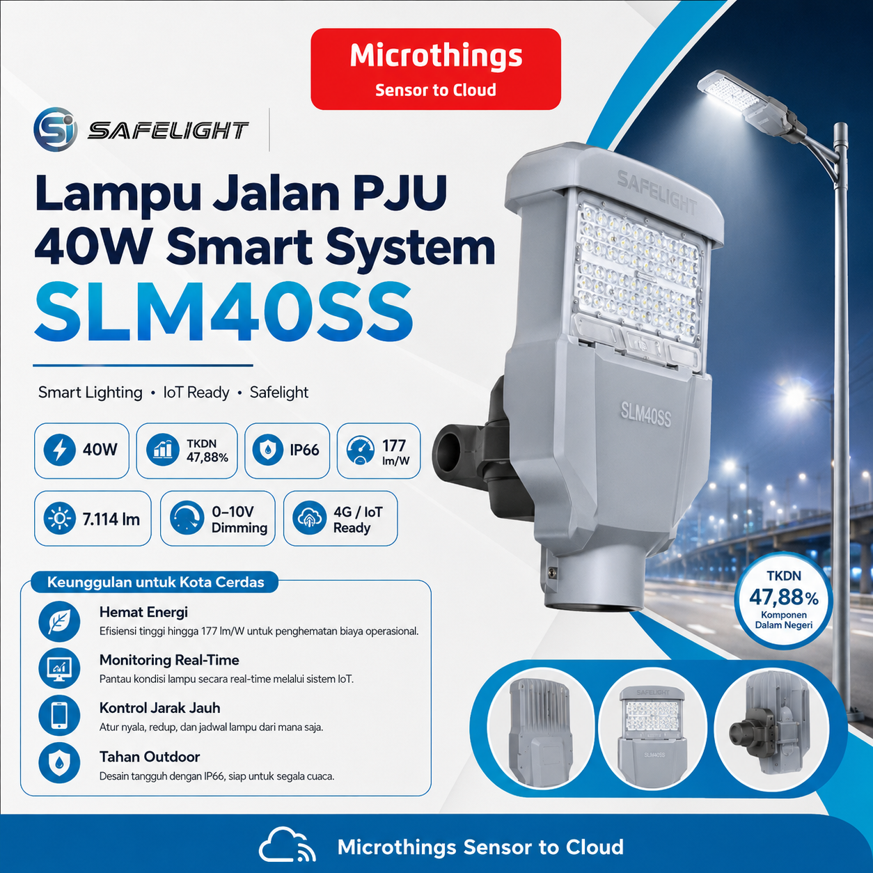 Lampu Jalan PJU 40W Smart System SLM40SS 12062026 Lampu Jalan PJU 40W Smart System SLM40SS 12062026