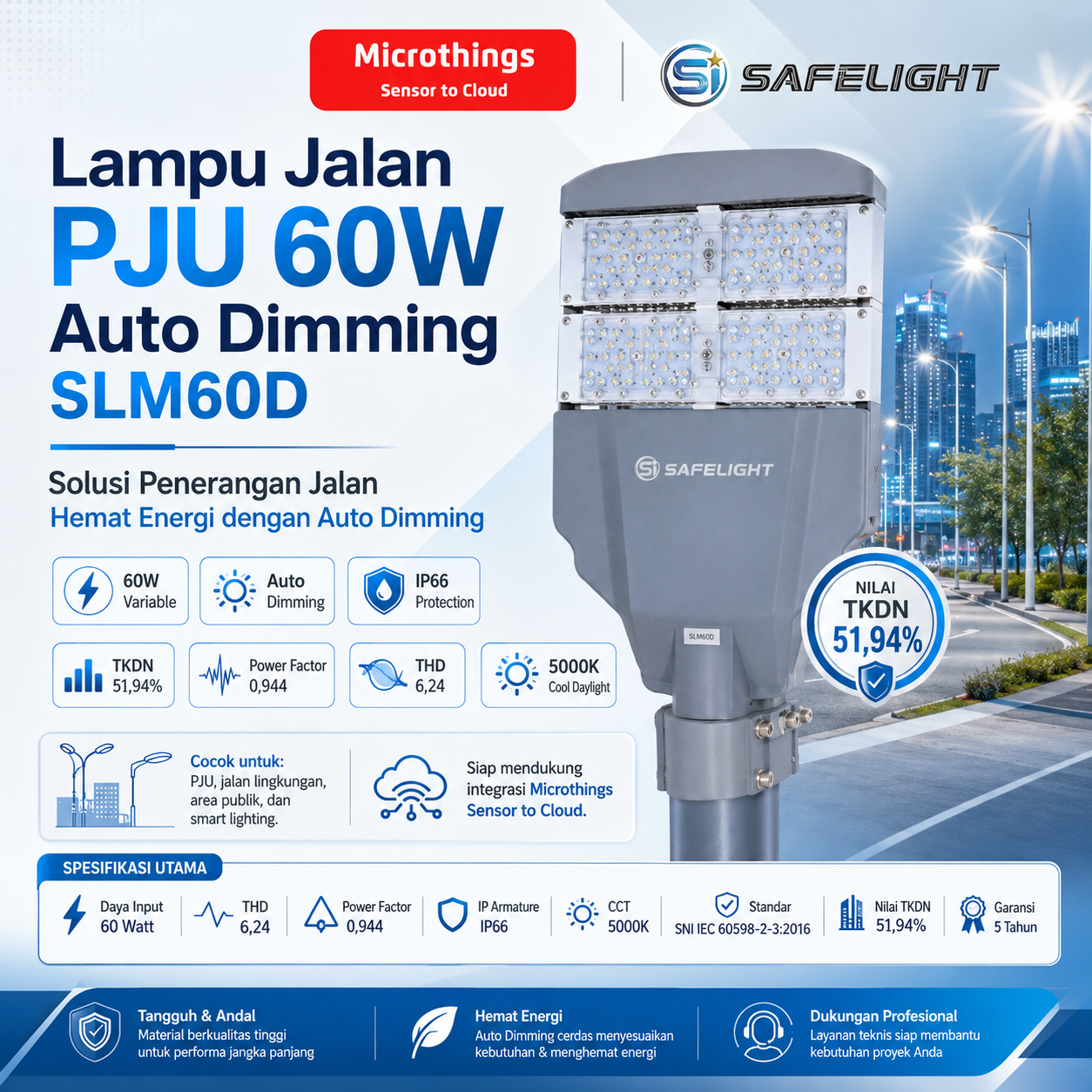 Lampu Jalan PJU 60W Auto Dimming SLM60D 18062026 Lampu Jalan PJU 60W Auto Dimming SLM60D 18062026