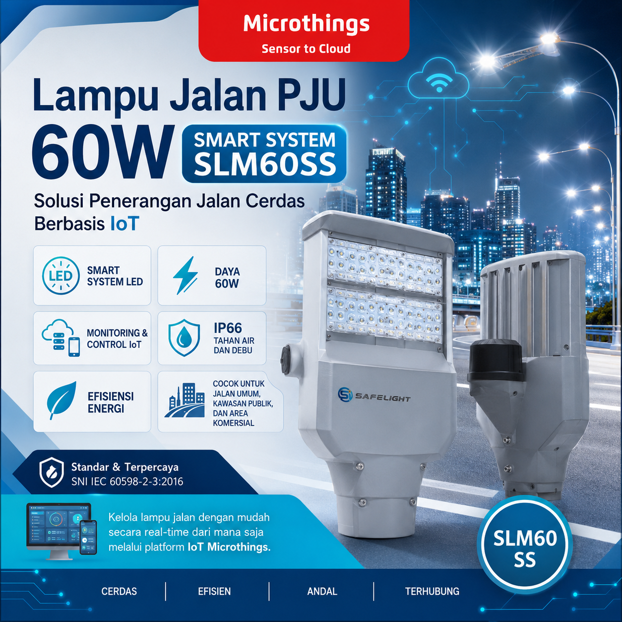 Lampu Jalan PJU 60W Smart System SLM60SS