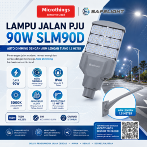 Lampu Jalan PJU 90W SLM90D Auto Dimming dengan Arm Lengan Tiang 1.5 Meter 02062026