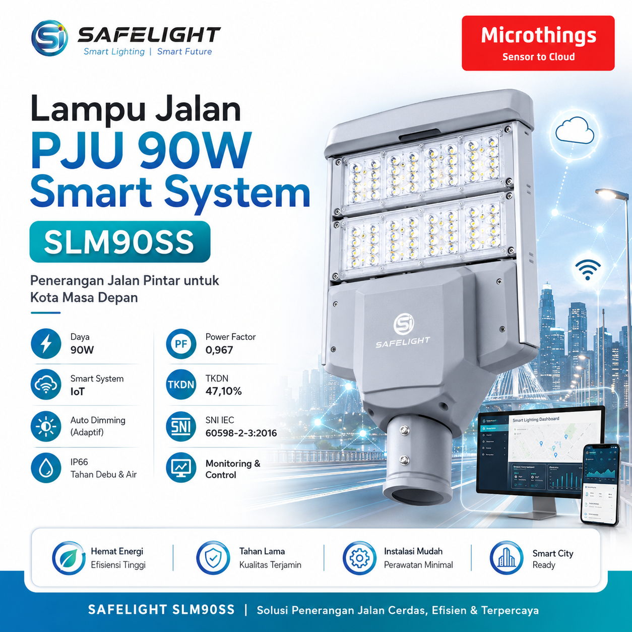 Lampu Jalan PJU 90W Smart System SLM90SS 13062026