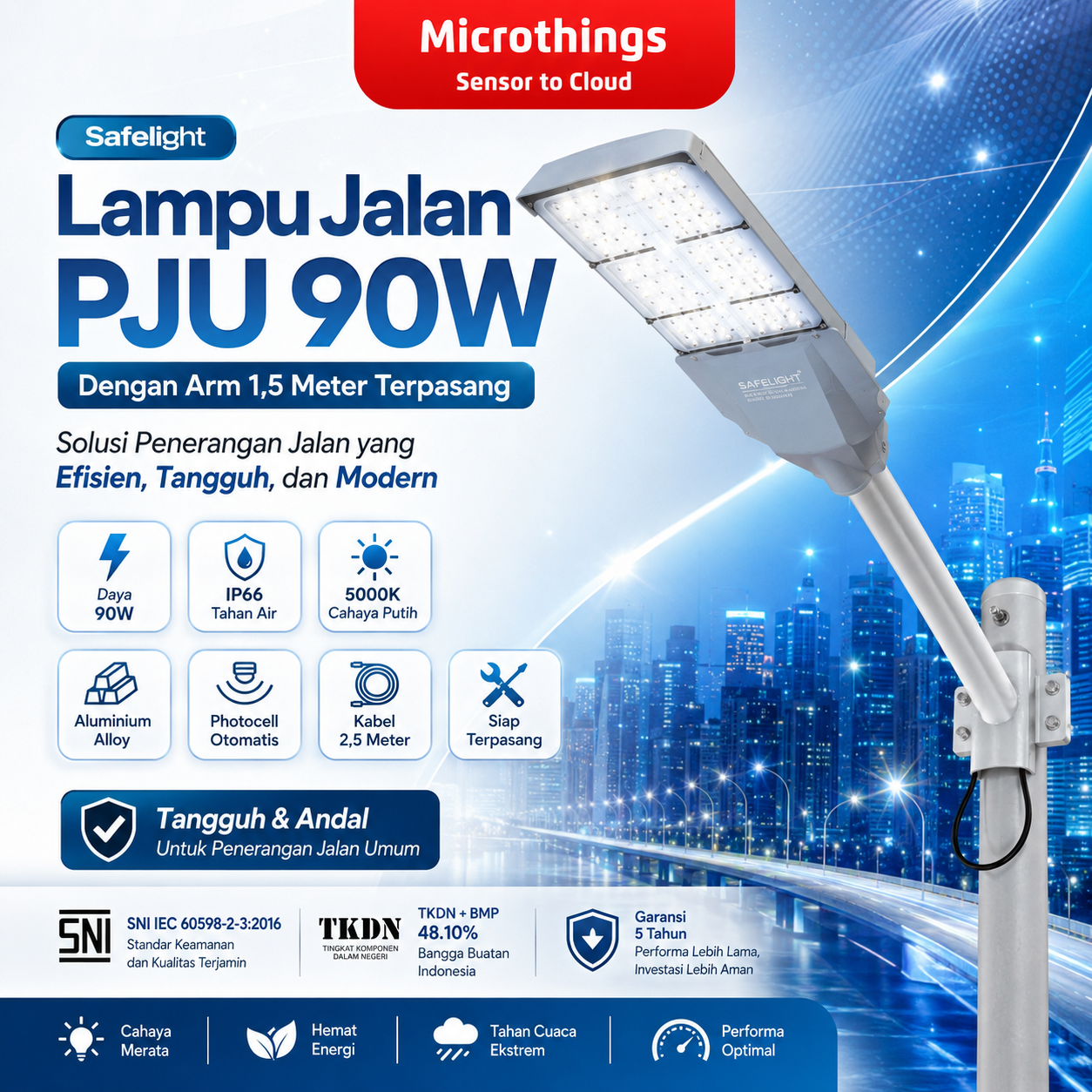 Lampu Jalan PJU 90W dengan Arm 1.5 Meter Terpasang 02062026 Lampu Jalan PJU 90W dengan Arm 1.5 Meter Terpasang 02062026