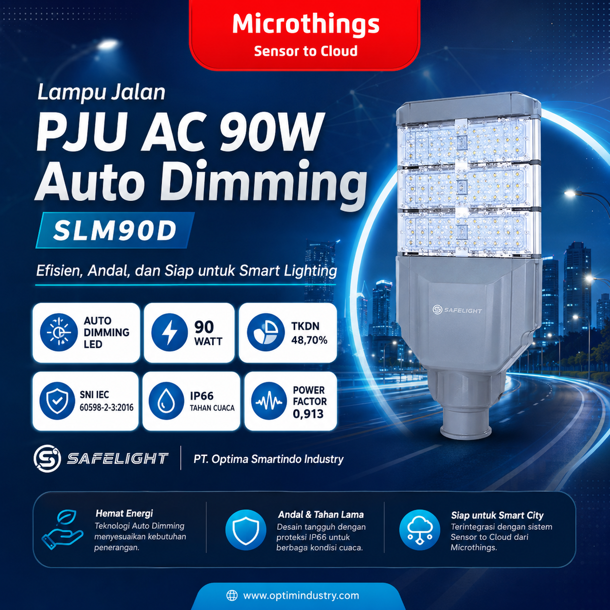 Lampu Jalan PJU AC 90W Auto Dimming SLM90D 21062026