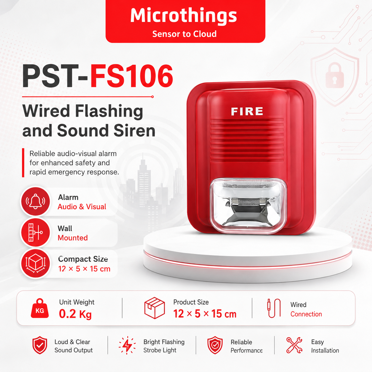 PST-FS106 Wired Flashing and Sound Siren 29072026