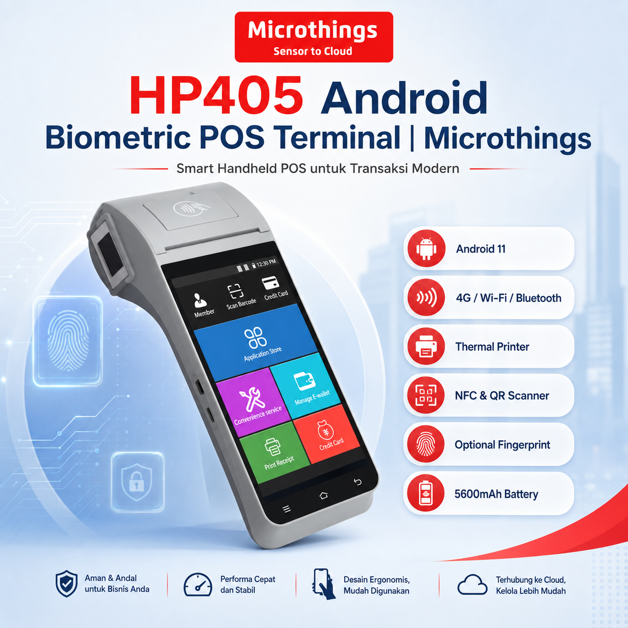 HP405 Android Biometric POS Terminal HP405 Android Biometric POS Terminal